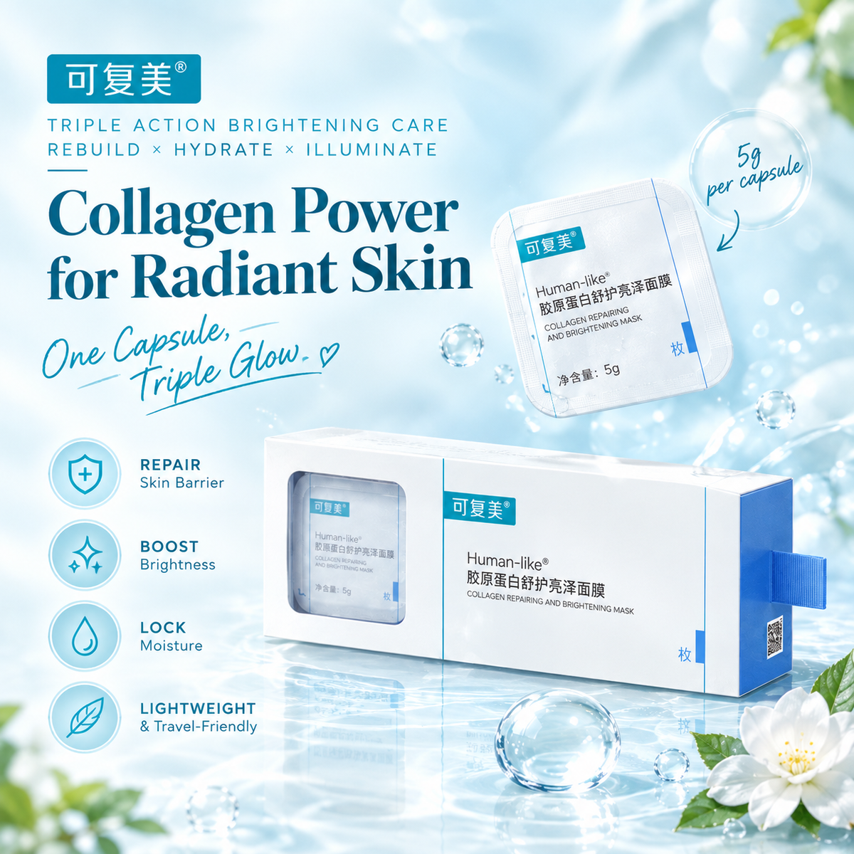 Masker Pembaikan Dan Pencerahan Kolagen